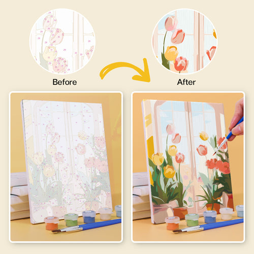 Charming Doors mini paint by numbers kit with acrylic paints and brushes included