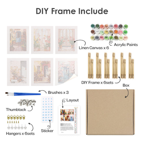 Charming Doors mini paint by numbers kit shown in the DIY frame format