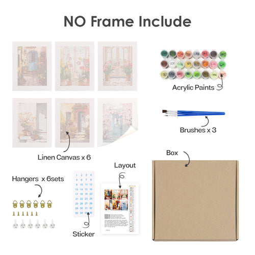 Charming Doors mini paint by numbers kit with acrylic paints and brushes included