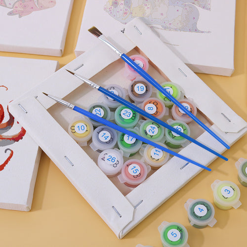 Marine Creatures mini paint by numbers kit with acrylic paints and brushes included