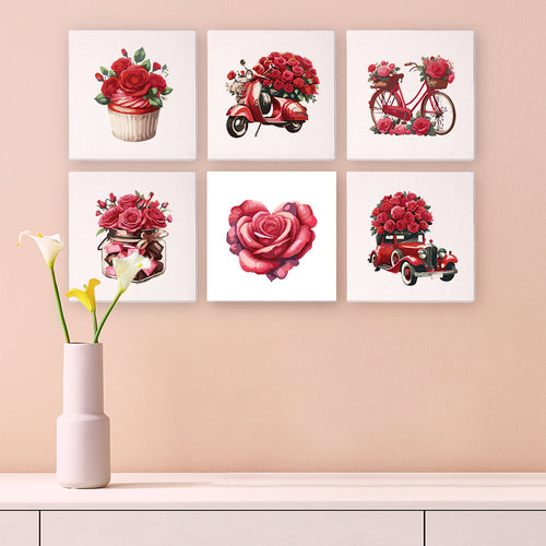 Love & Roses 1 mini paint by numbers kit with acrylic paints and brushes included