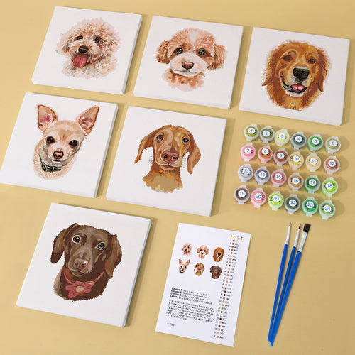 Loyal Companions mini paint by numbers kit with acrylic paints and brushes included