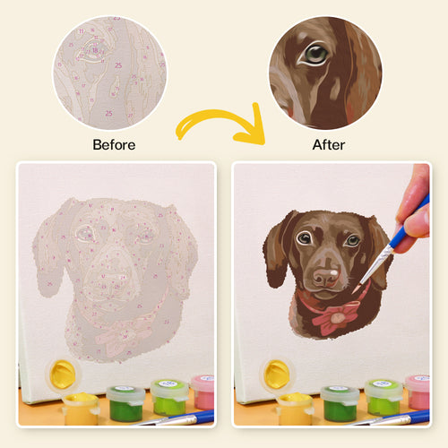 Loyal Companions mini paint by numbers kit with acrylic paints and brushes included