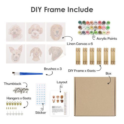 Loyal Companions mini paint by numbers kit shown in the DIY frame format