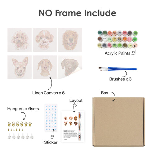 Loyal Companions mini paint by numbers kit with acrylic paints and brushes included