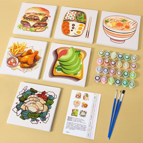 Foodie Fun mini paint by numbers kit with acrylic paints and brushes included