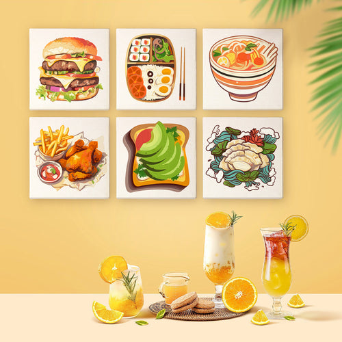 Foodie Fun mini paint by numbers kit with acrylic paints and brushes included