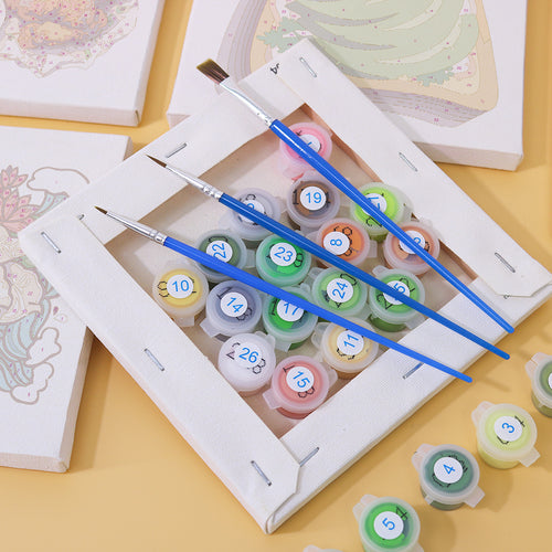 Foodie Fun mini paint by numbers kit with acrylic paints and brushes included