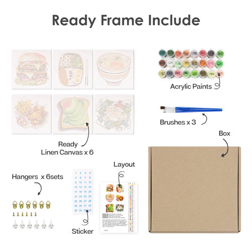 Foodie Fun mini paint by numbers kit with acrylic paints and brushes included