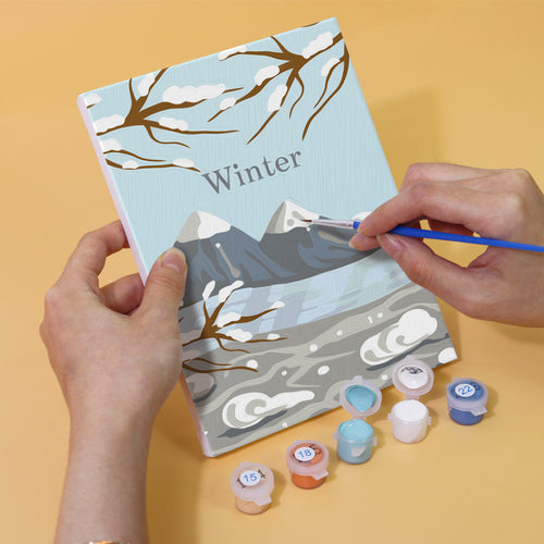 Seasons of Color mini paint by numbers kit with acrylic paints and brushes included