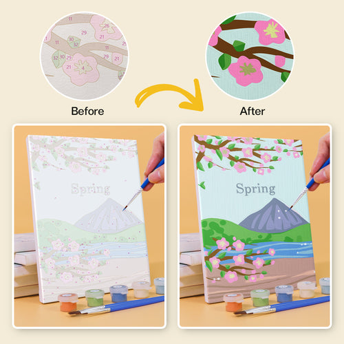 Seasons of Color mini paint by numbers kit with acrylic paints and brushes included