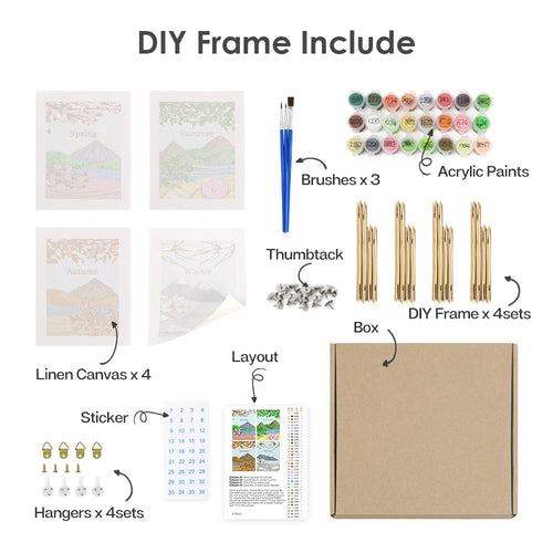 Seasons of Color mini paint by numbers kit shown in the DIY frame format