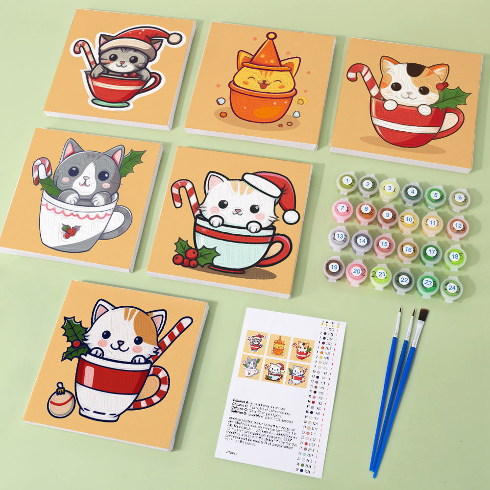 Christmas Kittens – Mini Paint by Numbers Set