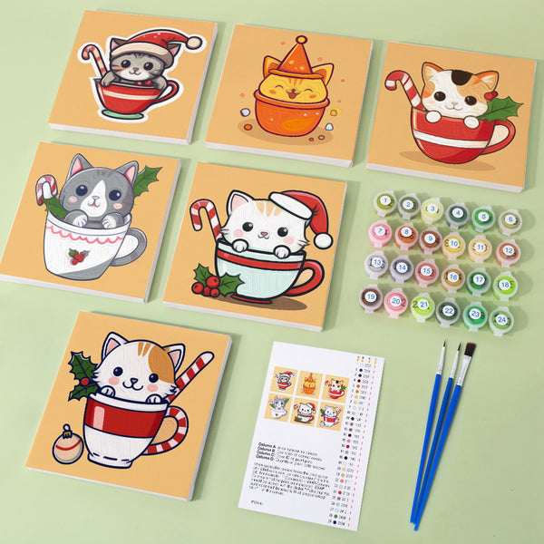 Christmas Kittens – Mini Paint by Numbers Set