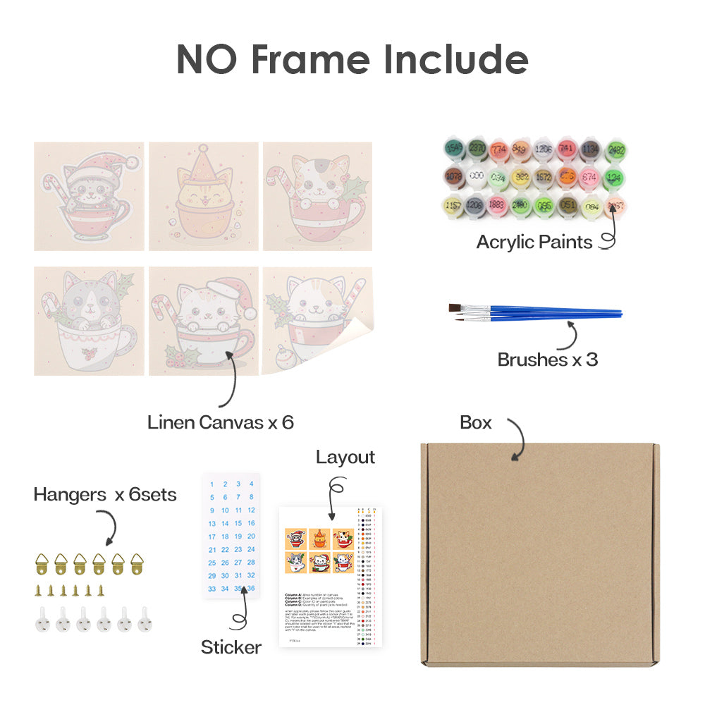 Gattini di Natale – Set Mini Paint by Numbers