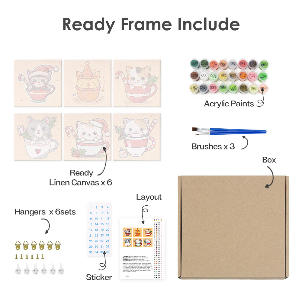 Gattini di Natale – Set Mini Paint by Numbers