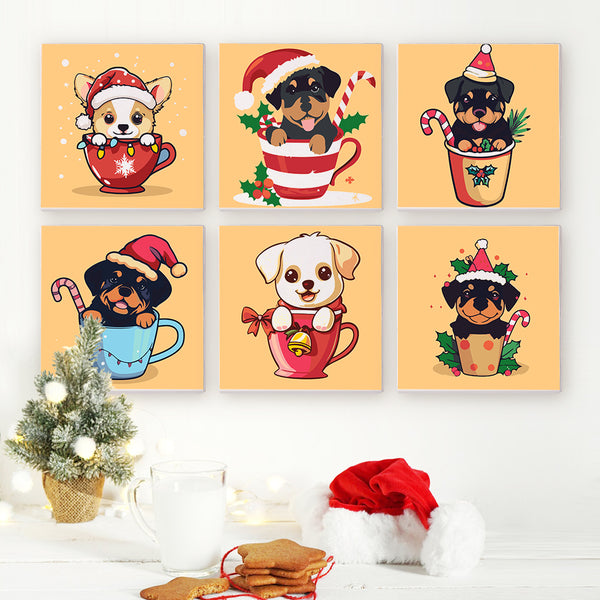 Cuccioli di Natale – Set Mini Canvas by Numbers