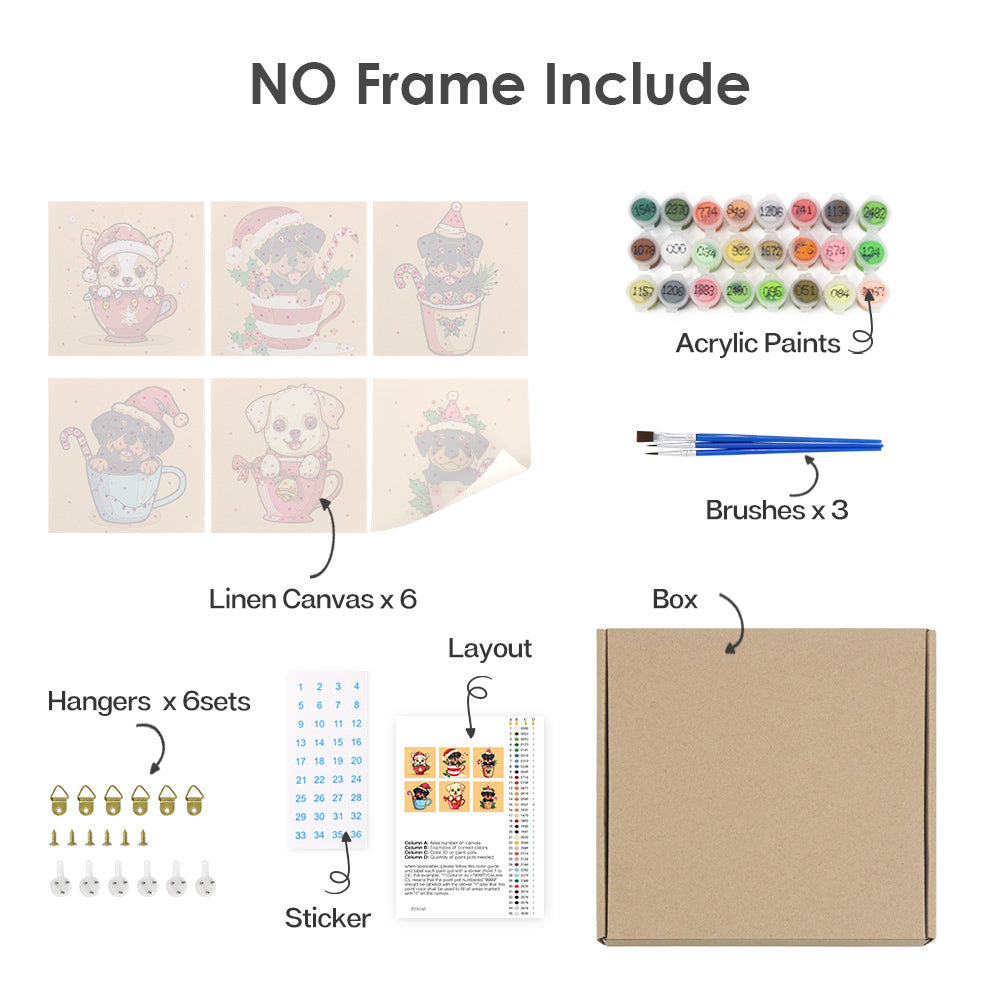 Cuccioli di Natale – Set Mini Pittura per Numeri