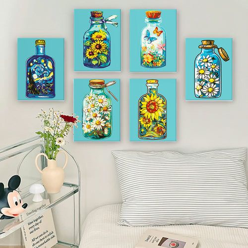 Bottled Joy mini paint by numbers kit with acrylic paints and brushes included