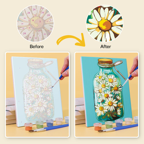 Bottled Joy mini paint by numbers kit with acrylic paints and brushes included
