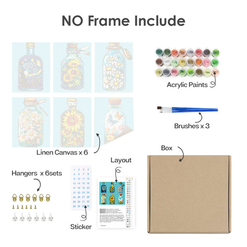 Bottled Joy mini paint by numbers kit with acrylic paints and brushes included