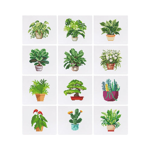 Plants Collection 2 - Diamond Painting Mini Kit. Explore the vibrant world of plants with our Plants Collection 2 Mini Diamond Painting Kit. Create 12 unique plant designs, perfect for decor and relaxation.
