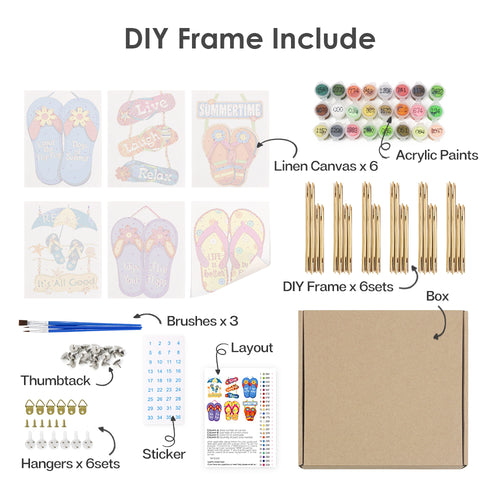 Summertime Collection mini paint by numbers kit with acrylic paints and brushes included
