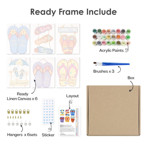 Summertime Collection mini paint by numbers kit with acrylic paints and brushes included