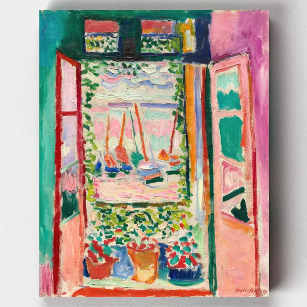 Colorful abstract painting with vibrant colors on a white background