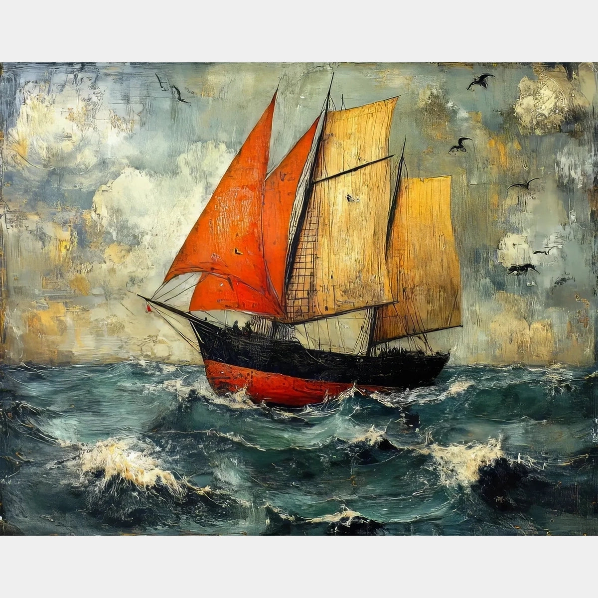 Über das Unruhige Meer - Diamond Painting - Groß