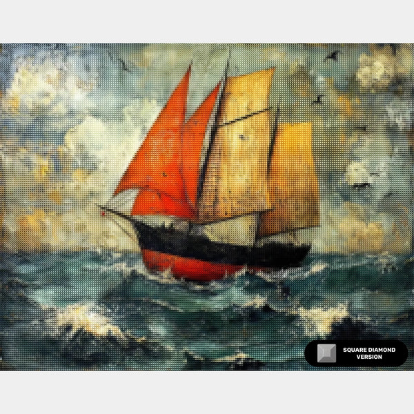 Über das Unruhige Meer - Diamond Painting - Groß