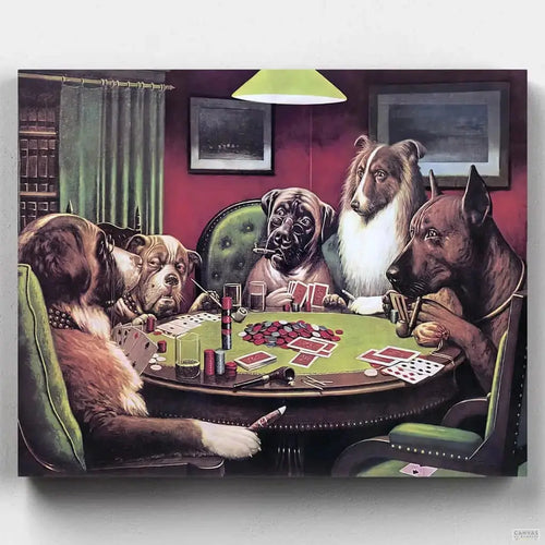 A Bold Bluff. Discover the fun of 'A Bold Bluff' painting with our beginners paint by numbers kit. Bring Cassius M. Coolidge's dogs painting masterpiece to life.
