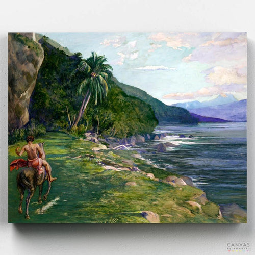 A Bridle Path in Tahiti. Capture the serene beauty of Tahiti's wildlands with our landscape Paint by Numbers kit, featuring "A Bridle Path in Tahiti" by John La Farge.