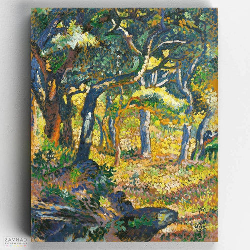 A Glade in Provence. Recreate the serene beauty of Glade in Provence by Henri Edmond Cross with our paint by numbers kit. Enjoy yourself with CBN!