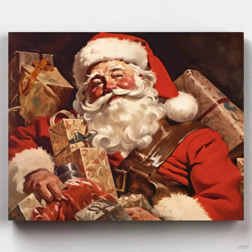 A Heartwarming Journey. Unfold cherished festive moments on canvas with this Christmas paint by numbers kit. An emotive Santa scene that's a must-have for every holiday enthusiast.