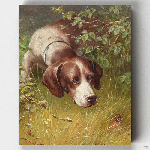 A Little Friend. Embrace Carl Reichert's artistry with Canvas by Numbers' 'A Little Friend' Dog Paint by Numbers kit, which lets you recreate a captivating animal encounter.