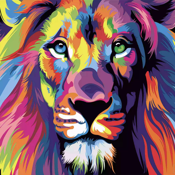 Abstract Lion Portrait - 16"x20" (40x50cm)-Canvas by Numbers US