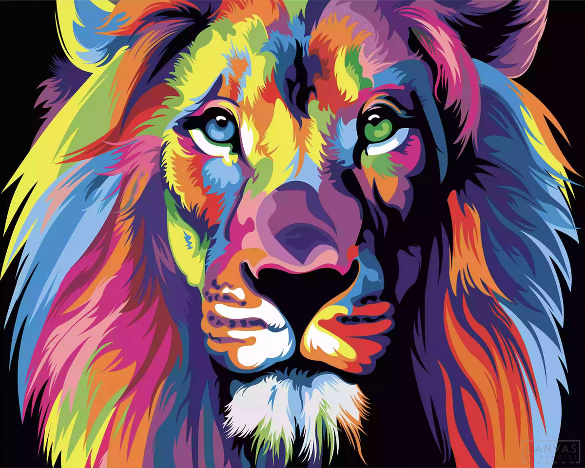 Abstract Lion Portrait - Diamond Painting Kit-Diamond Painting-16"x20" (40x50cm)-Canvas by Numbers US