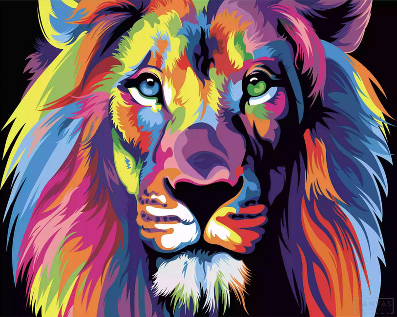 Kit Diamond Painting Lion 5D - 30x40 Cm - Pour Adultes Débutants, Peinture Avec Diamants Ronds - 1