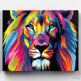 Abstract Lion Portrait Paint Kit - Paint by Numbers-This eye-catching abstract lion paint by numbers is a best-seller for a reason! Enjoy the colors and details for hours. Rated excellent in Trustpilot.-Canvas by Numbers
