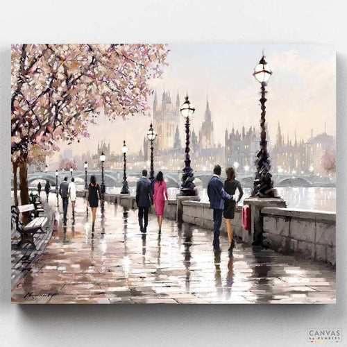 Along the River. Take a stroll along the river with this stunning paint by numbers canvas by british artist Richard Macneil. Made by professionals. Shop today!