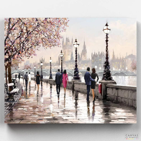 Along the River - Paint by Numbers-Take a stroll along the river with this stunning paint by numbers canvas by british artist Richard Macneil. Made by professionals. Shop today!-Canvas by Numbers
