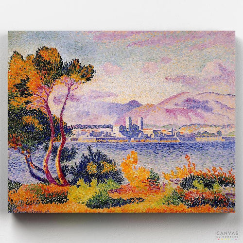 Antibes Afternoon. Recreate the vibrant beauty of Henri Edmond Cross's 'Antibes' with our paint by numbers kit. Capture the colorful, pointillist style of this coastal scene.