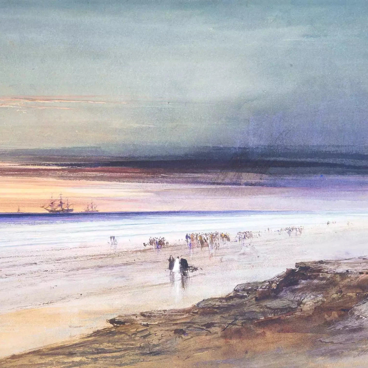 Beach Scene - 16"x20" (40x50cm)-Canvas by Numbers US