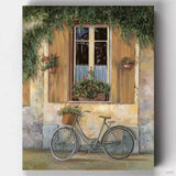 Bicycle with Flowers - Paint by Numbers-Nothing says Mediterranean charm as Guido's artwork. This paint by numbers kit will hook you for hours with premium materials and attention to detail!-Canvas by Numbers