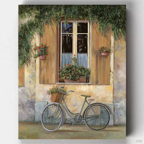 Bicycle with Flowers - Paint by Numbers-Paint by Numbers-16"x20" (40x50cm) No Frame-Canvas by Numbers US