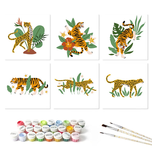 Big Cats in Jungle mini paint by numbers set mockup