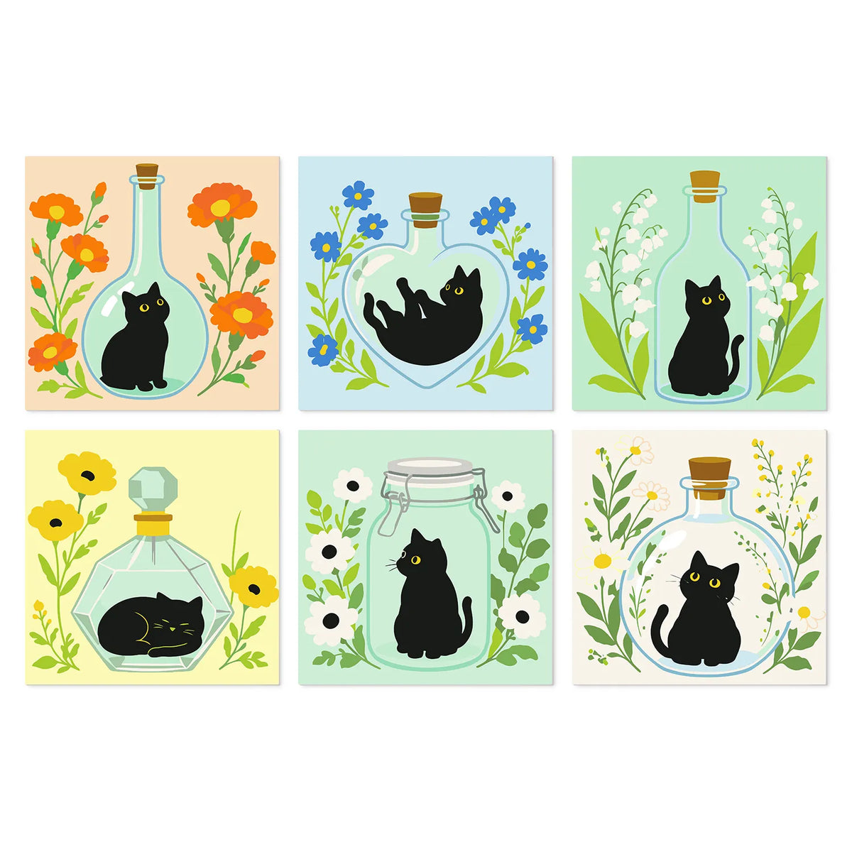 Black Cat in Bottles mini paint by numbers kit cover