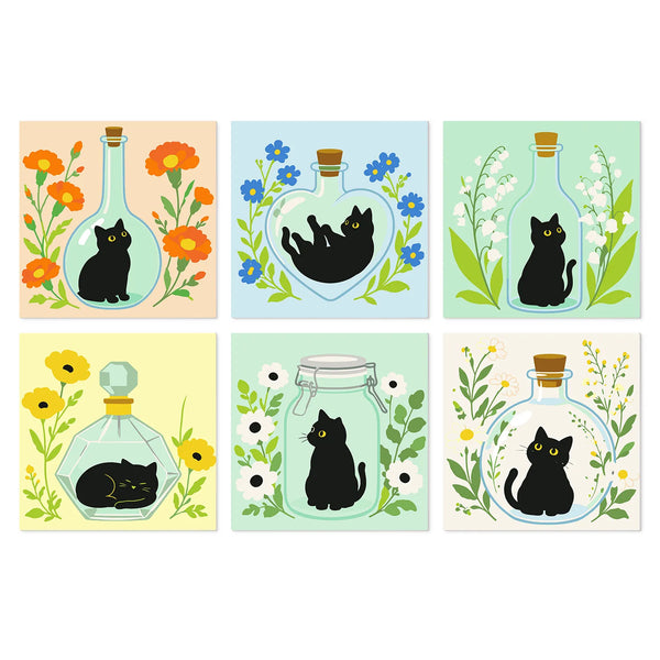 Black Cat in Bottles mini paint by numbers kit cover