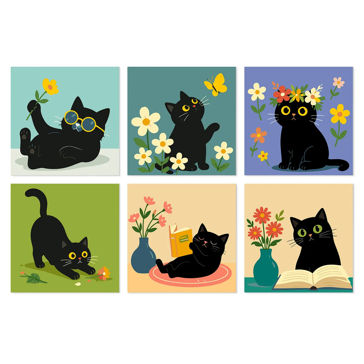 Black Cat Moments mini paint by numbers kit cover